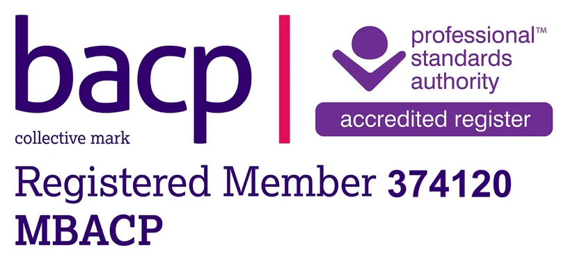 BACP registered member logo with the membership number 374120.